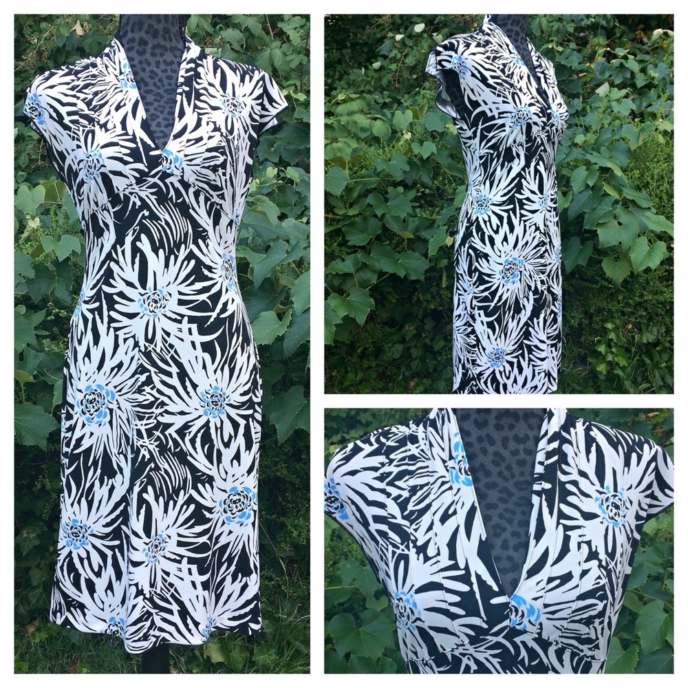 Kenneth Cole White and Black Floral Dress - Size Small - Picture 1 of 7